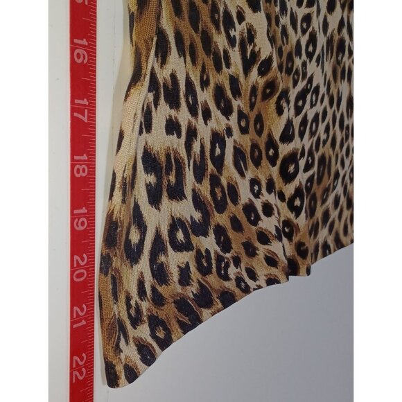 August Silk Stretch Leopard Print Scoop Neck Top Womens Large Bold Classic - Picture 7 of 8